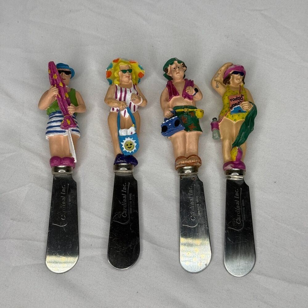 Cardinal Inc Beach Lady Cheese Spreaders Set of 4 Summer Picnic Charcuterie